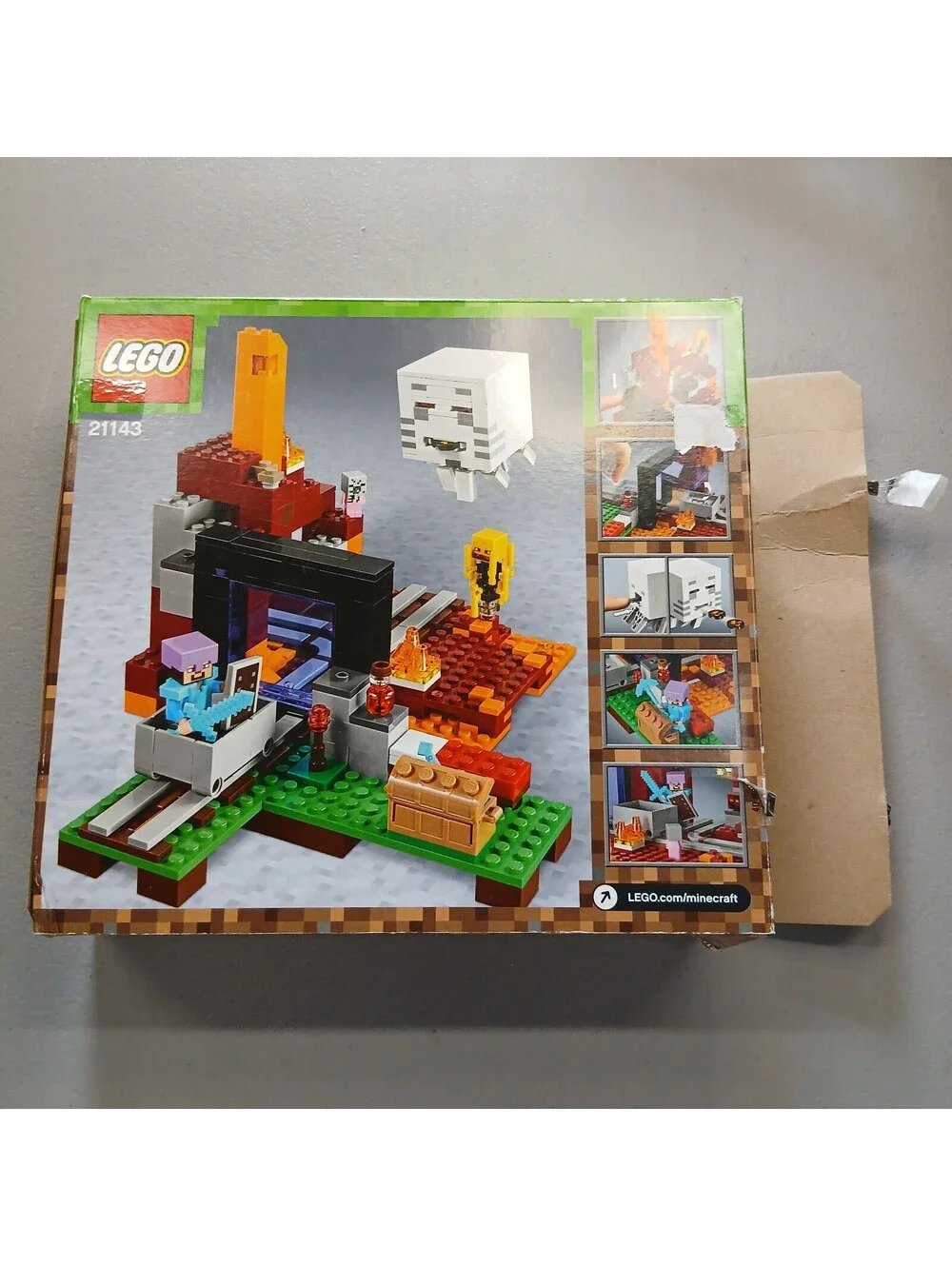 LEGO Minecraft 21143 The Nether Portal Incomplete Set w/ Manuals Minifigures